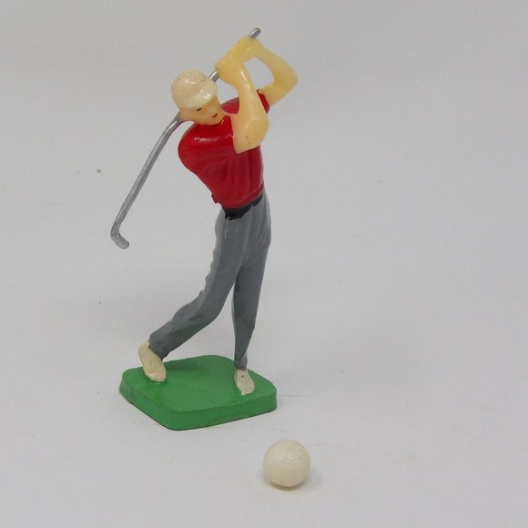 Vintage Golfer in Red Shirt & Golf Ball Cake Toppers 4" - Picture 5 of 10